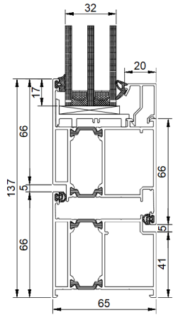 Чертежи узлов Kaleva Aluvet Glass Standart: PD65