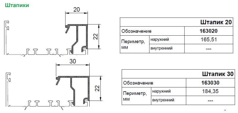 Применяемые профили AWD75 HW