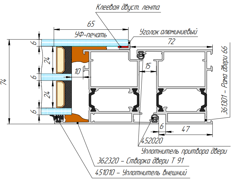 Чертежи узлов Kaleva Aluvet Space Door Inside
