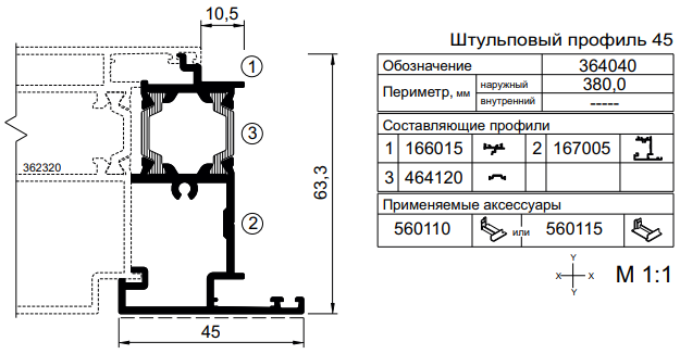Применяемые профили Kaleva Aluvet Space Door