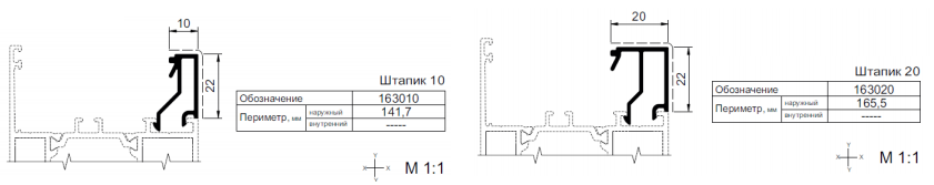 Применяемые профили Kaleva Aluvet Glass Standart: PD65
