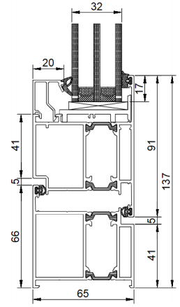 Чертежи узлов Kaleva Aluvet Glass Standart: PD65