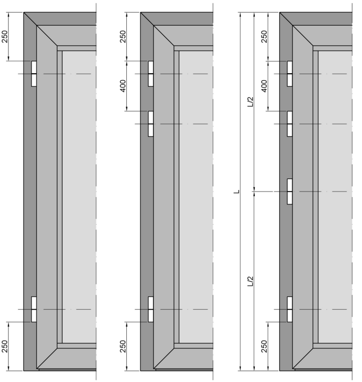 Расположение петель в дверях Р400