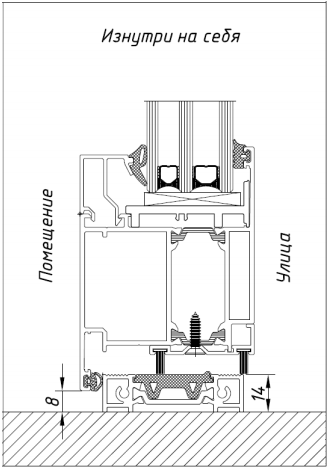 Чертежи узлов Kaleva Aluvet Glass Standart: PD65