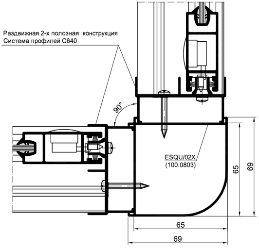 Угловое соединение 90 гр. 60х60 арт.: ESQU/02X (100.0803)